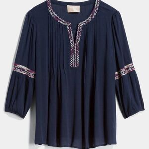 SKIES ARE BLUE Elettra Embroidered Top Size large NWT